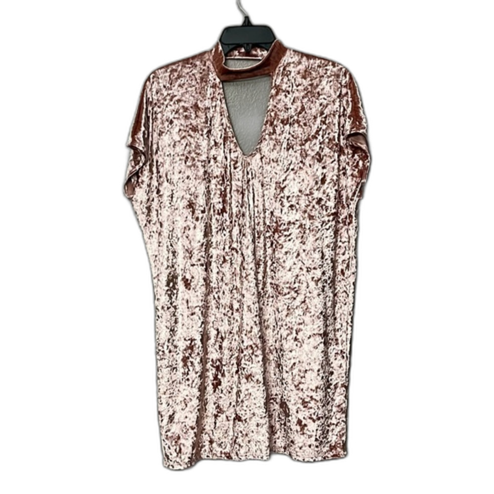 Cherish Choker Style Neckline Crushed Velvet Velour Shift Dress Size Medium